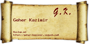 Geher Kazimir névjegykártya